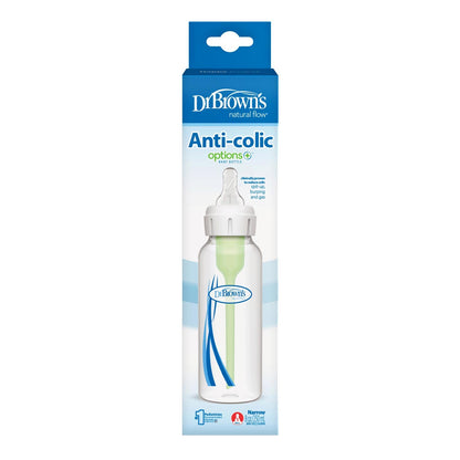 Dr. Brown's Natural Flow Anti-Colic Options+ Narrow Baby Bottle, with Level 1 Slow Flow Nipple