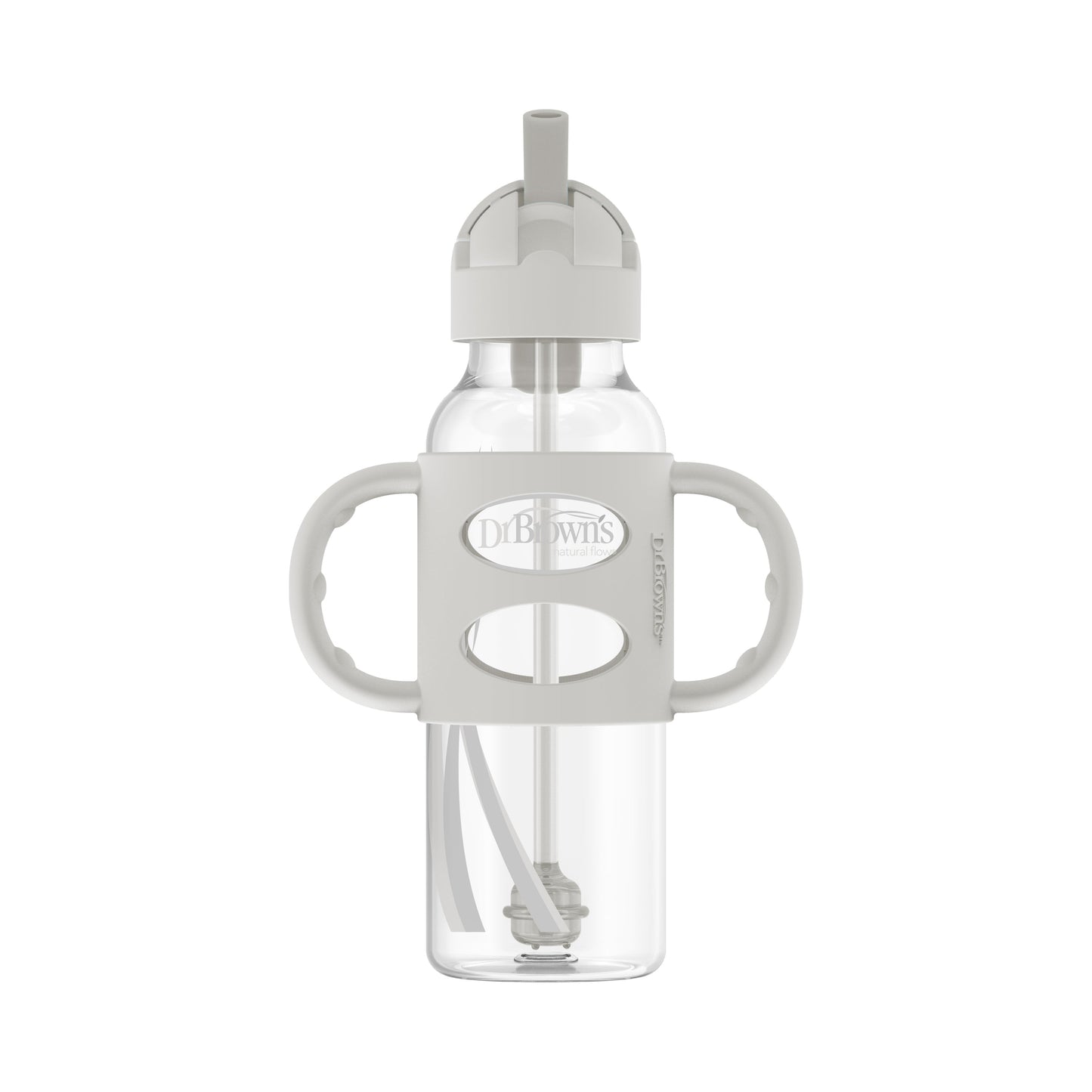 Dr. Brown's Milestones Narrow Sippy Straw Bottle with Silicone Handles, 8 oz/250 mL