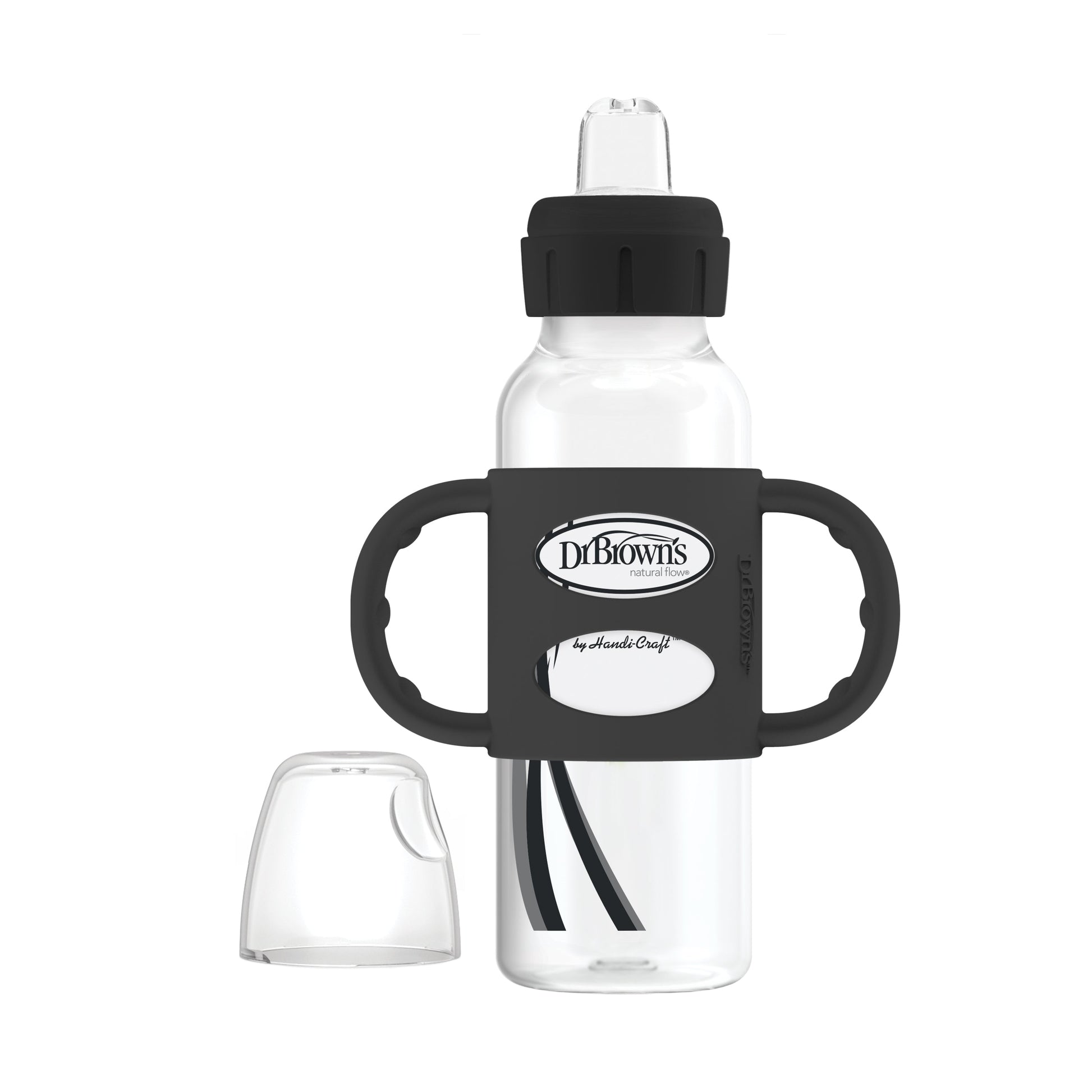 Dr. Brown's Milestones Narrow Sippy Spout Bottle with Silicone Handles, 8 oz/250 mL