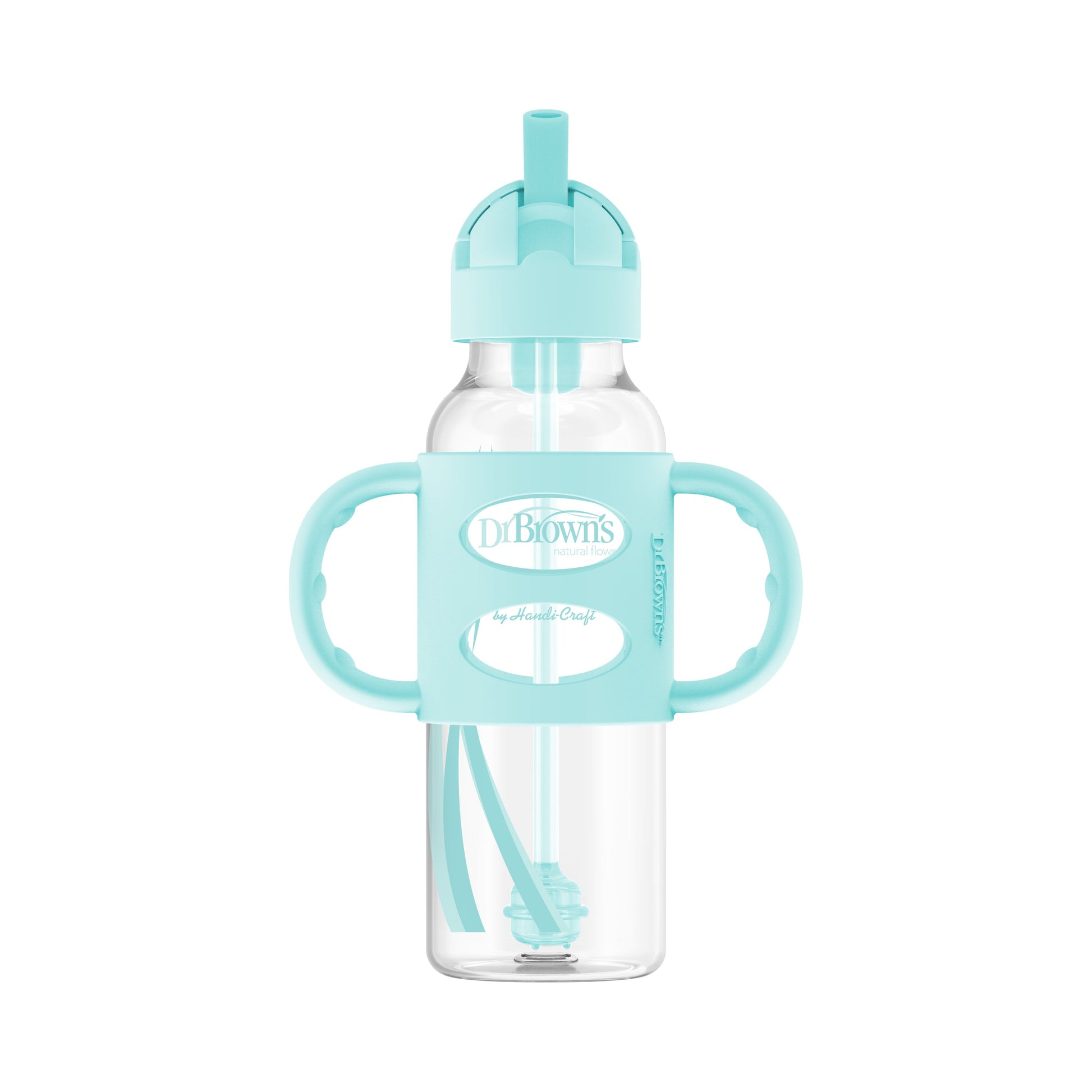 Dr. Brown's Milestones Narrow Sippy Straw Bottle with Silicone Handles, 8 oz/250 mL