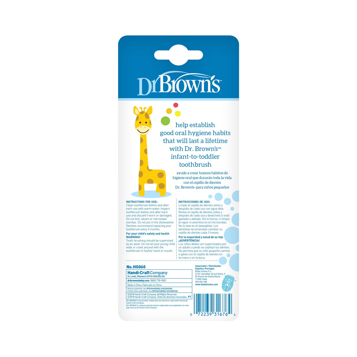 Dr. Brown's Infant-to-Toddler Toothbrush, Giraffe, 1-Pack