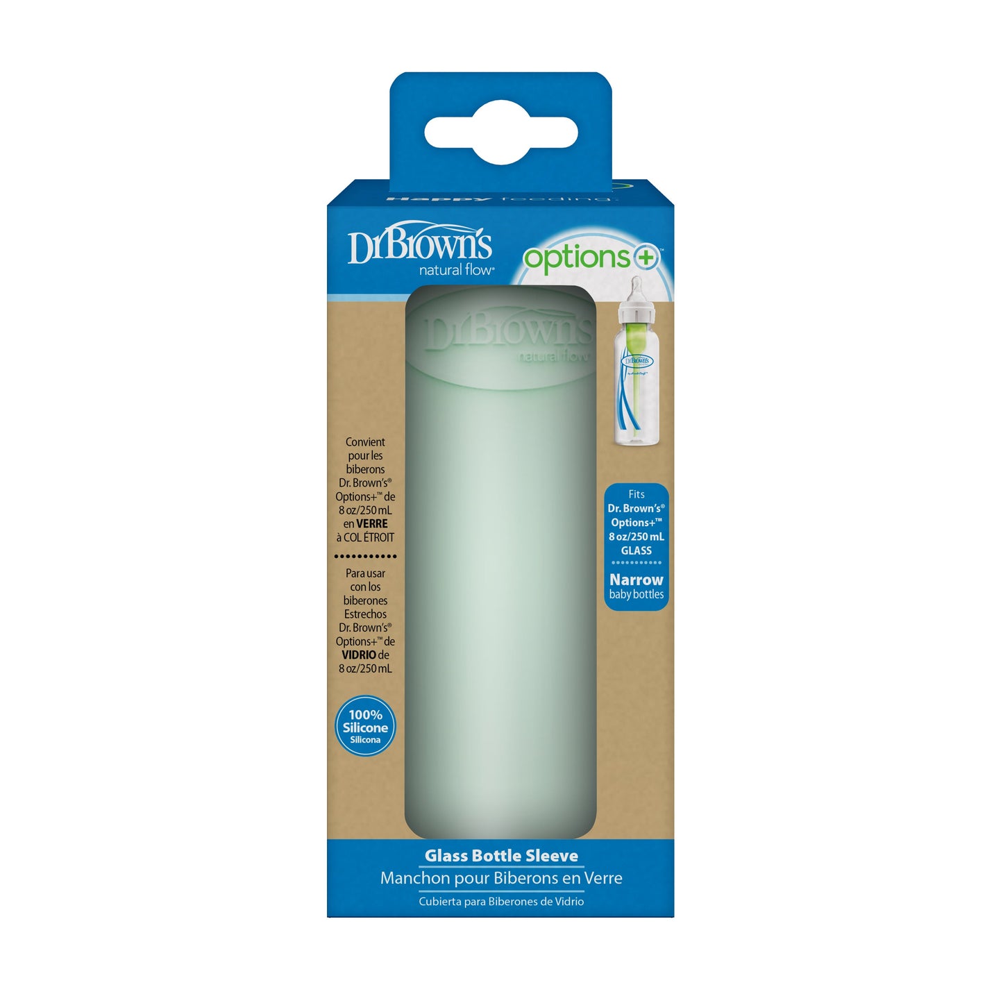 Dr. Brown’s Natural Flow® Options+™ Narrow Glass Bottle Silicone Sleeve, Mint, 8oz