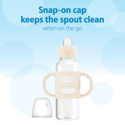 Dr. Brown's Milestones Narrow Sippy Spout Bottle with Silicone Handles, 8 oz/250 mL